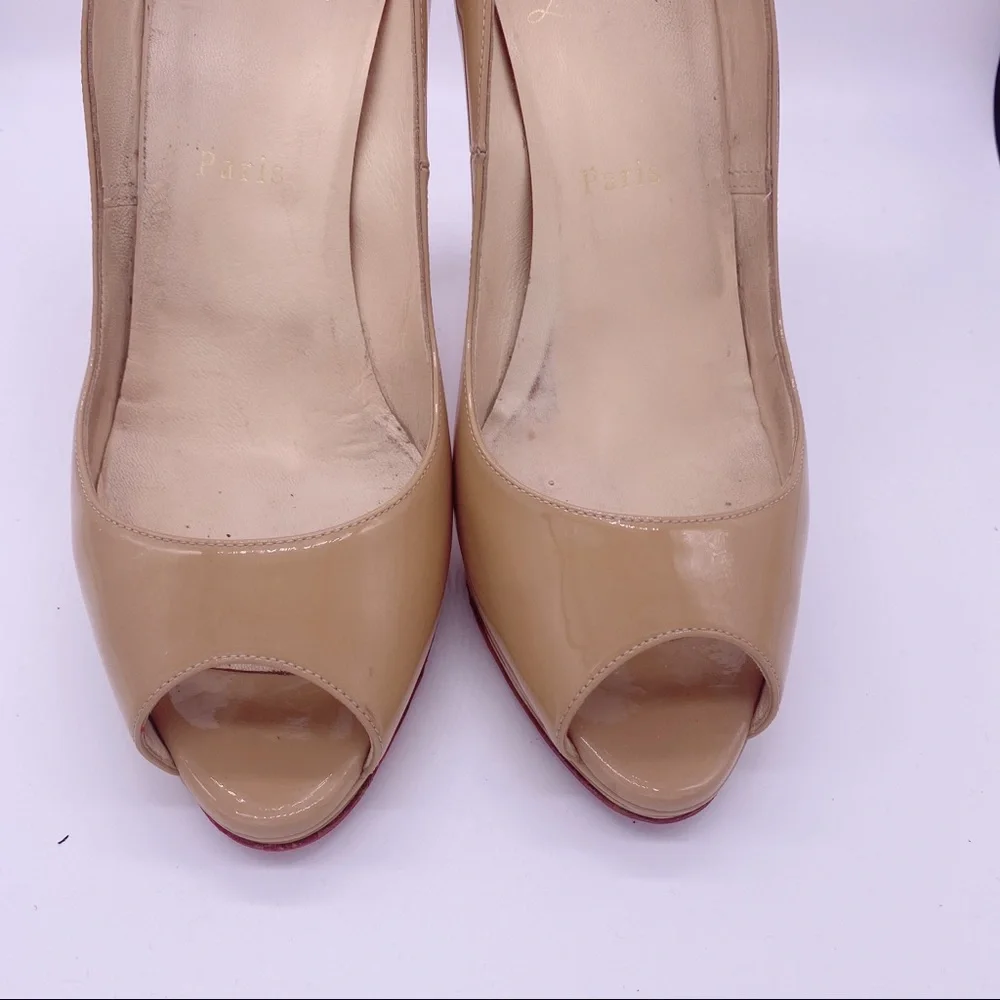 Christian Louboutin nude patent peeptoe heels - Picture 5 of 9
